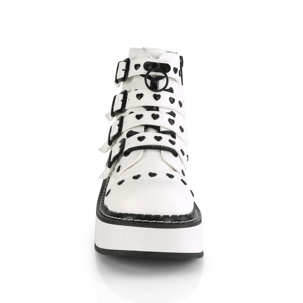 EMILY-315 2" PF Lace-Up Front/Buckle Strap Ankle Boot, Side Zip