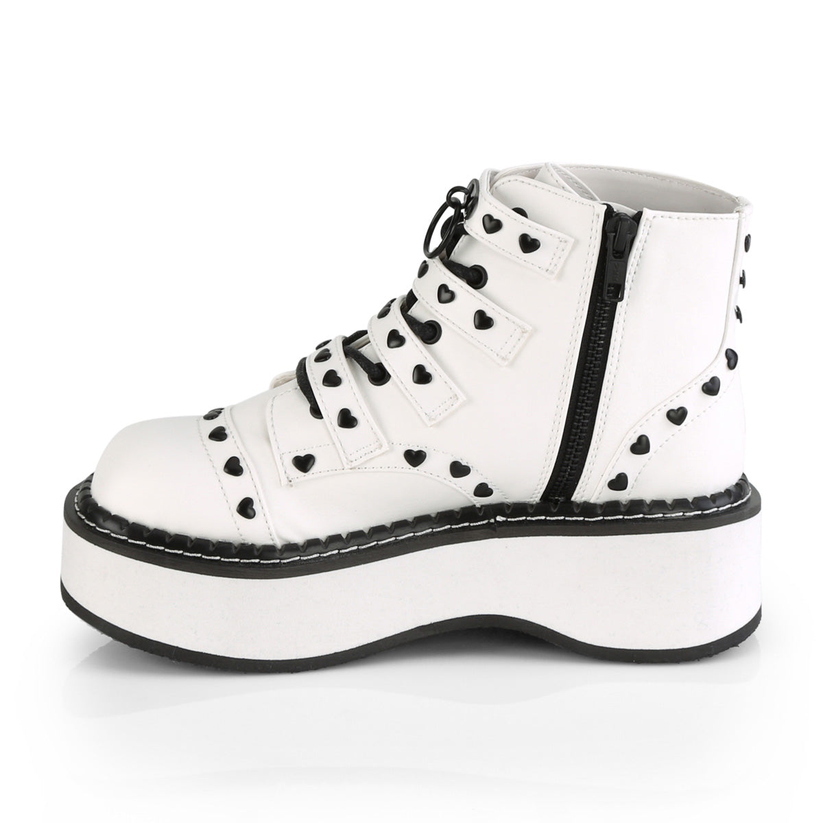 EMILY-315 *2" Platform Lace-Up Front/Buckle Strap Ankle Boot,Side Zip