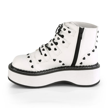 EMILY-315 *2" Platform Lace-Up Front/Buckle Strap Ankle Boot,Side Zip