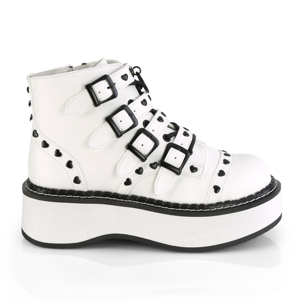 EMILY-315 *2" Platform Lace-Up Front/Buckle Strap Ankle Boot,Side Zip