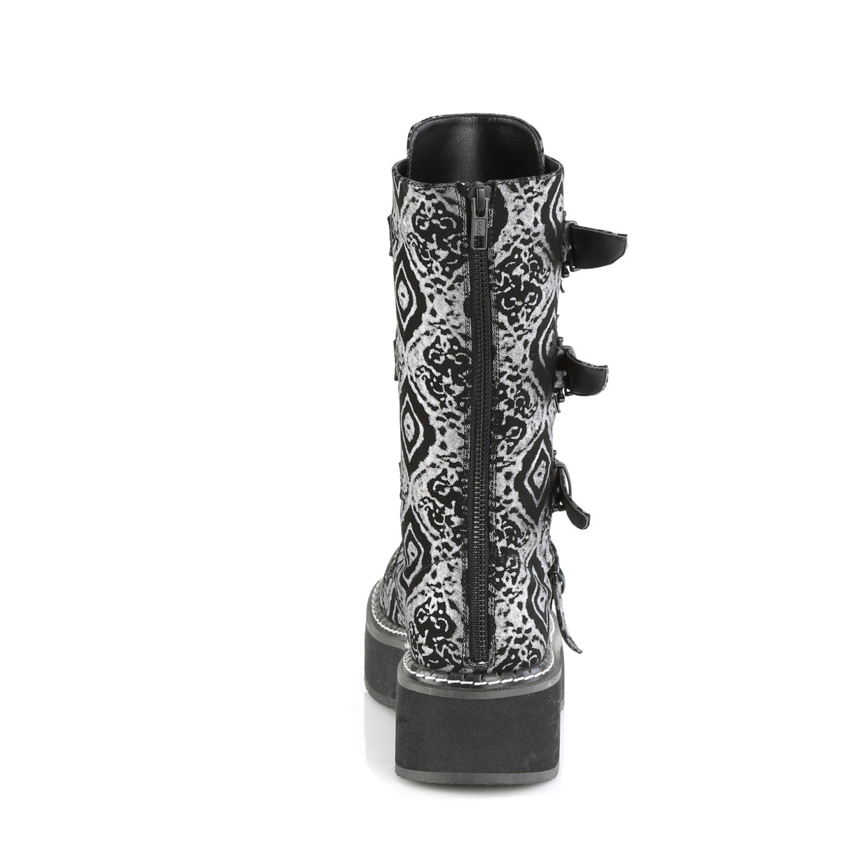 EMILY-322 **2" PF Lace_up Mid-Calf Boot w/ 4 Buckle Straps, Back Zip