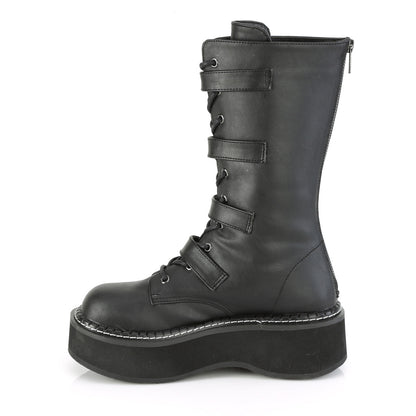 EMILY-322 2" PF Lace_up Mid-Calf Boot w/ 4 Buckle Straps, Back Zip