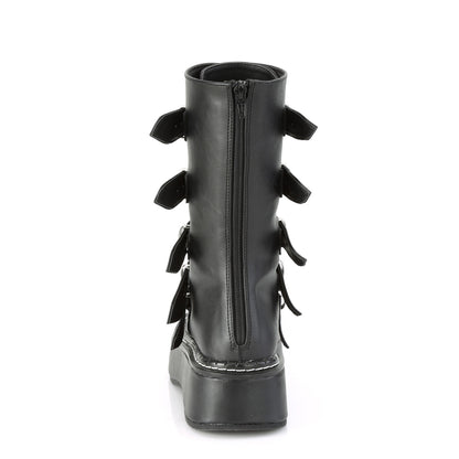 EMILY-330 2" Platform Calf High w/ 5 Buckle Straps, Back Metal Zip