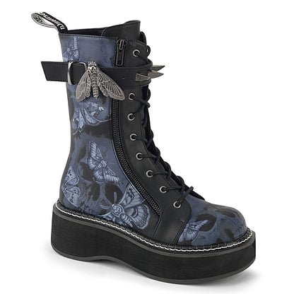 EMILY-352-PT 2" Platform Calf High Lace-Up Boot W/ Outer Metal Zipper
