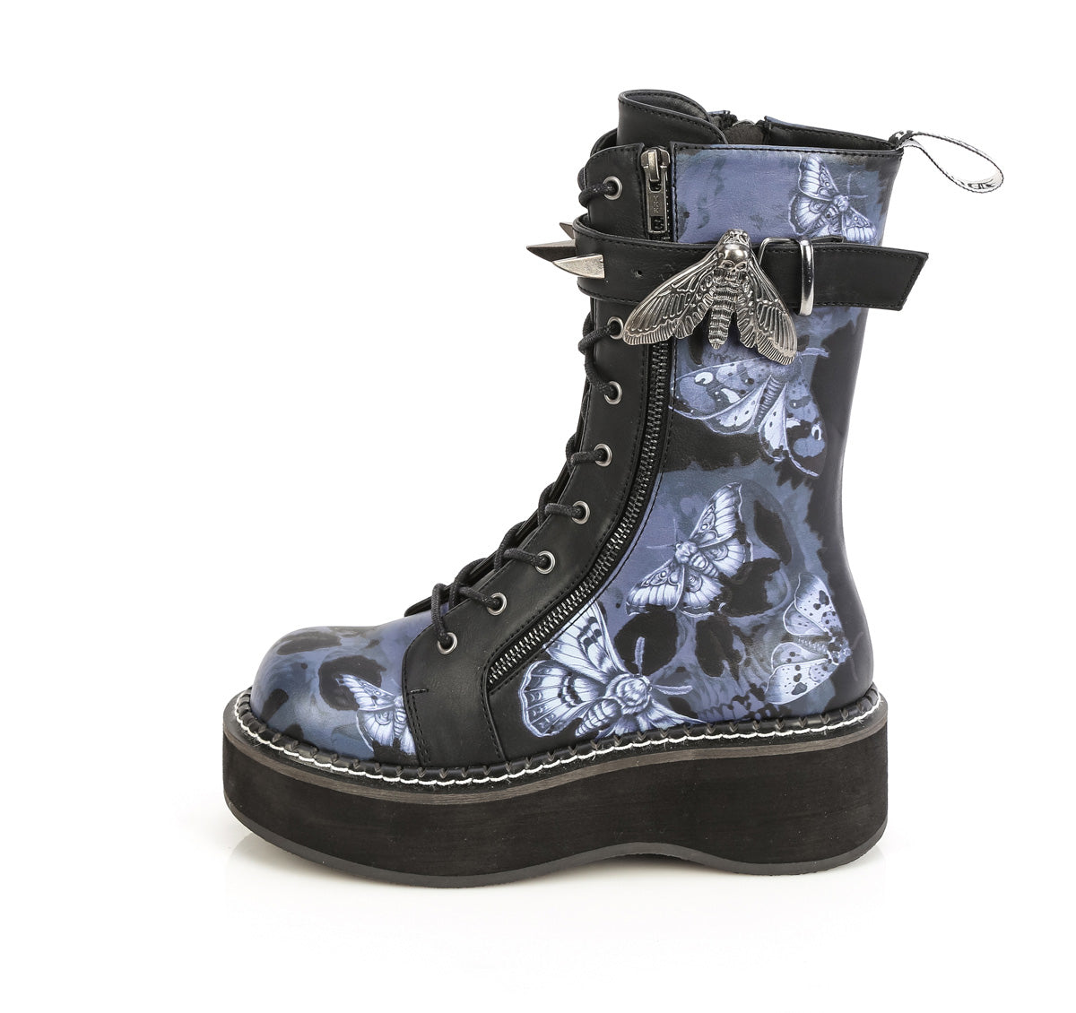EMILY-352-PT 2" Platform Calf High Lace-Up Boot W/ Outer Metal Zipper