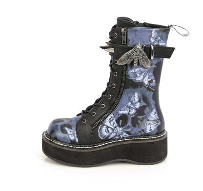 EMILY-352-PT 2" Platform Calf High Lace-Up Boot W/ Outer Metal Zipper