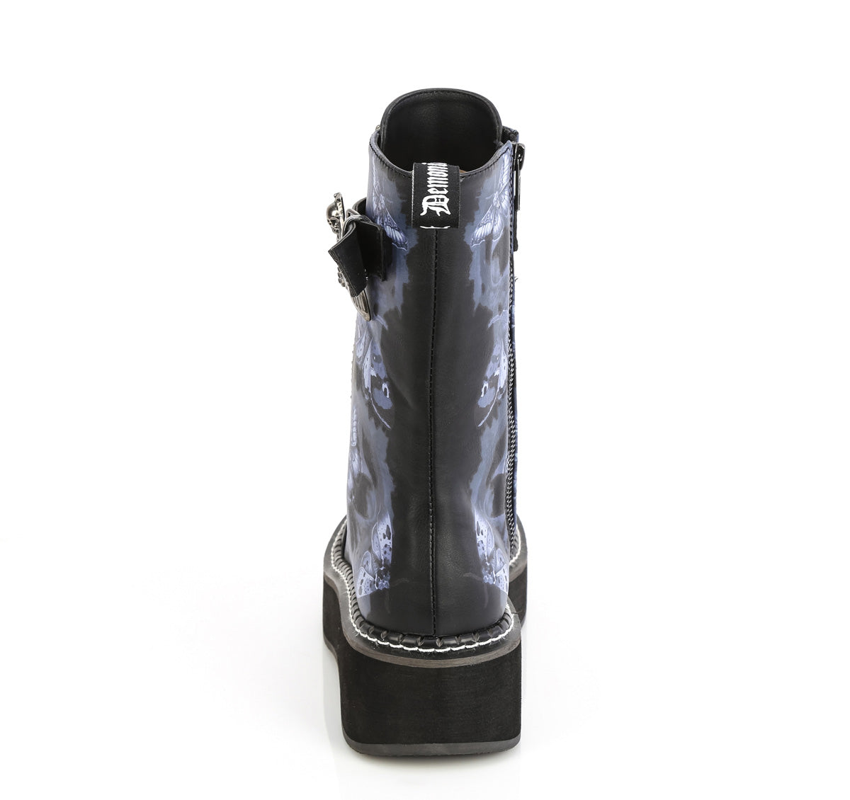 EMILY-352-PT 2" Platform Calf High Lace-Up Boot W/ Outer Metal Zipper