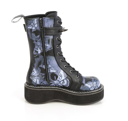 EMILY-352-PT 2" Platform Calf High Lace-Up Boot W/ Outer Metal Zipper