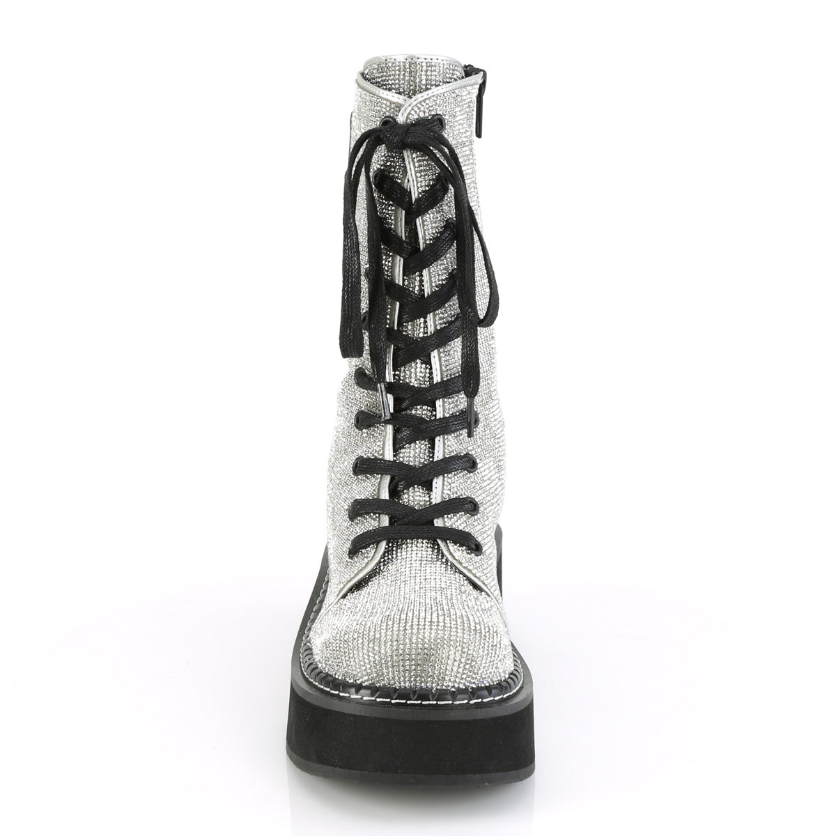 EMILY-362 2" PF Calf High Lace-Up Boot W/ Zip Pocket, Metal Side Zip