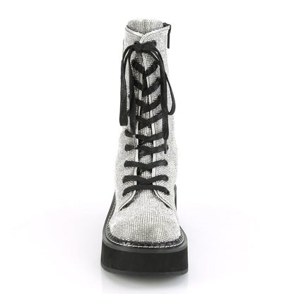 EMILY-362 2" PF Calf High Lace-Up Boot W/ Zip Pocket, Metal Side Zip