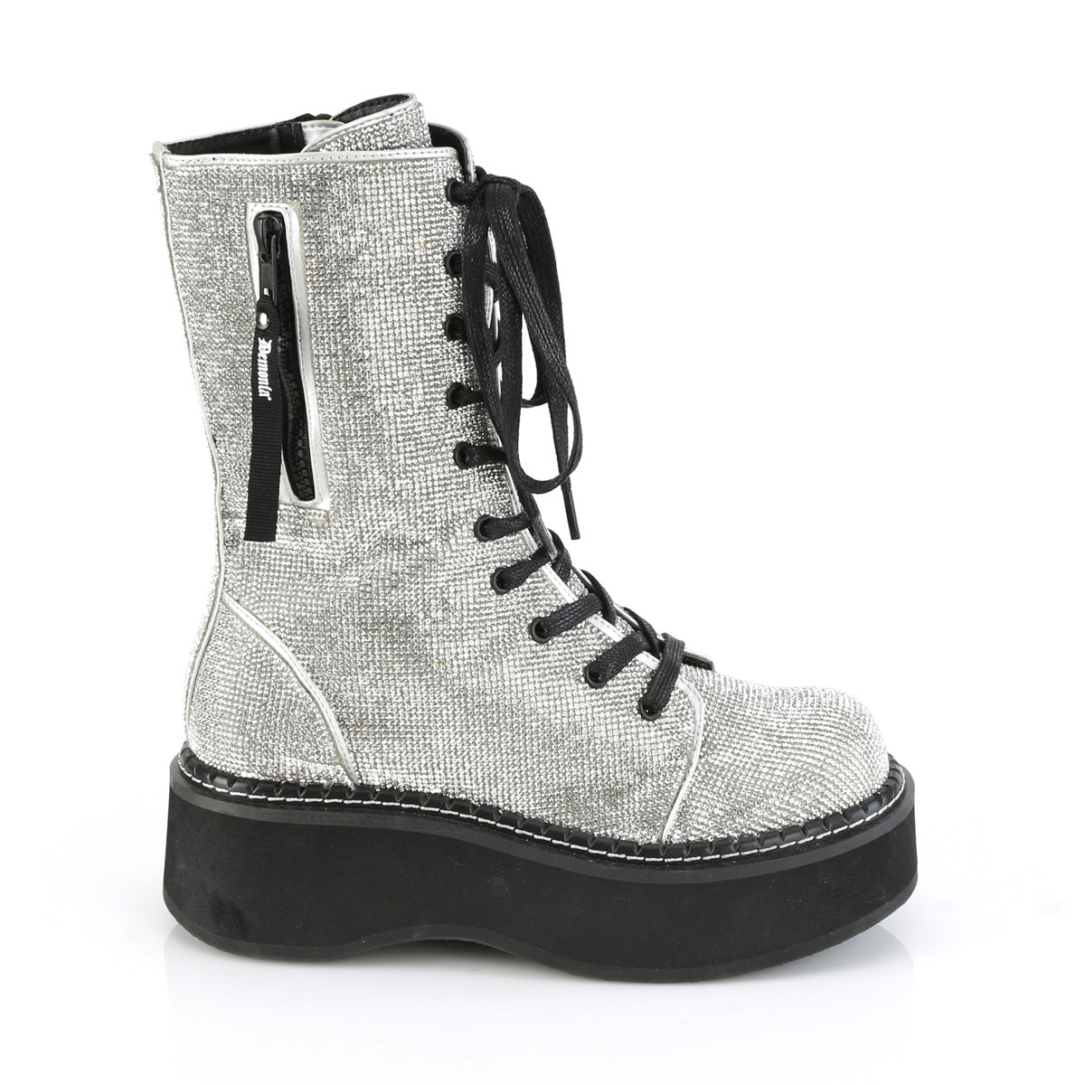 EMILY-362 2" PF Calf High Lace-Up Boot W/ Zip Pocket, Metal Side Zip
