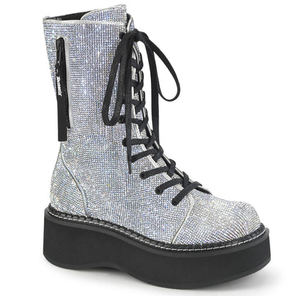 EMILY-362 2" PF Calf High Lace-Up Boot W/ Zip Pocket, Metal Side Zip