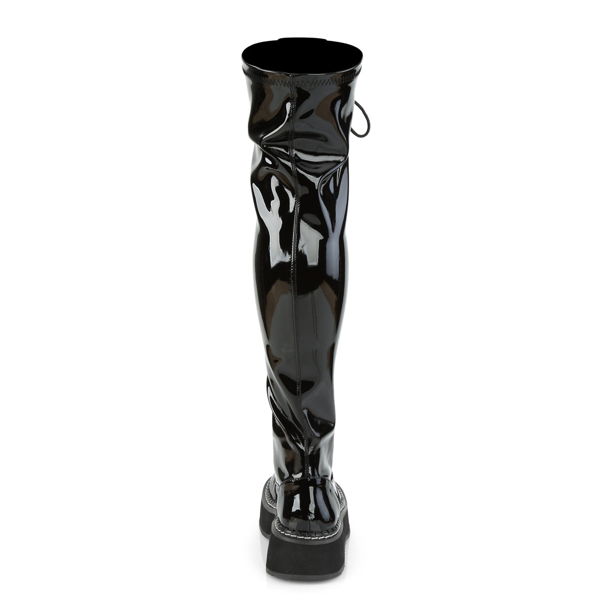 EMILY-375 2" PF STR Thigh-High Lace-Up Boot W/ Outer Metal Zipper