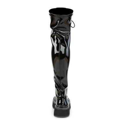 EMILY-375 2" PF STR Thigh-High Lace-Up Boot W/ Outer Metal Zipper