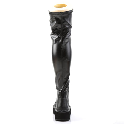 EMILY-375 2" PF STR Thigh-High Lace-Up Boot W/ Outer Metal Zipper