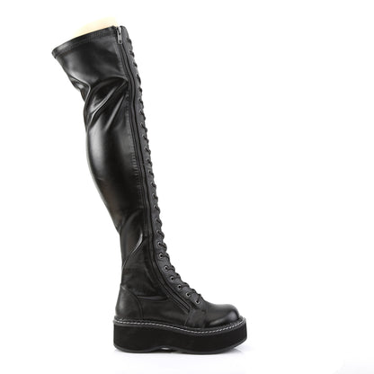 EMILY-375 2" PF STR Thigh-High Lace-Up Boot W/ Outer Metal Zipper