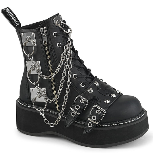 EMILY-57 2" Platform Lace-Up Ankle Boot, Outer Metal Zipper