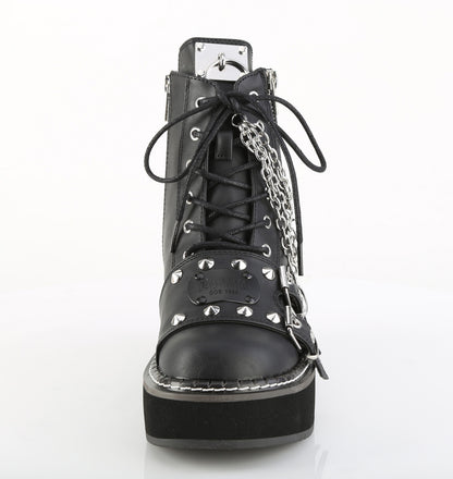 EMILY-57 2" Platform Lace-Up Ankle Boot, Outer Metal Zipper
