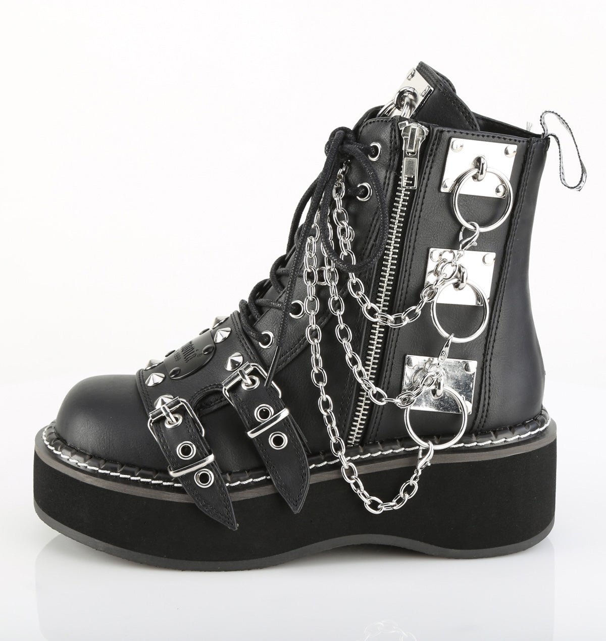 EMILY-57 2" Platform Lace-Up Ankle Boot, Outer Metal Zipper