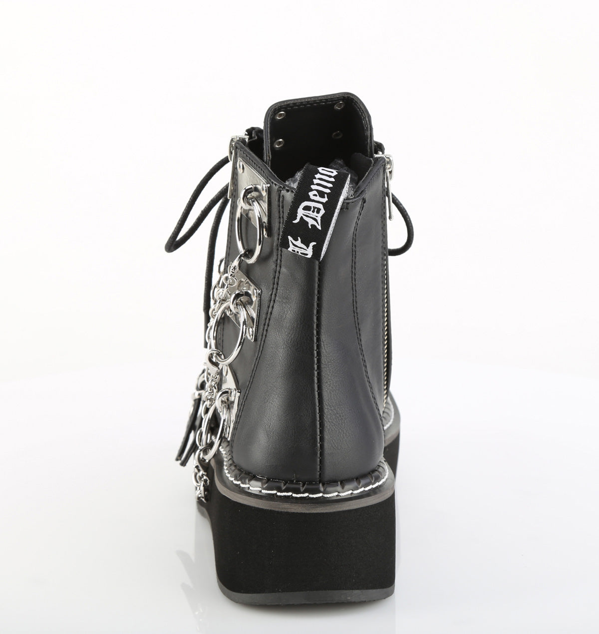 EMILY-57 2" Platform Lace-Up Ankle Boot, Outer Metal Zipper