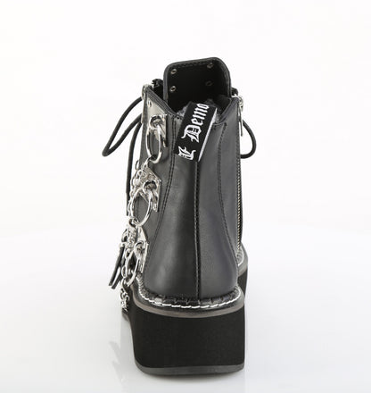 EMILY-57 2" Platform Lace-Up Ankle Boot, Outer Metal Zipper