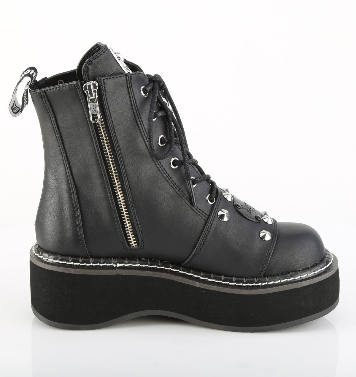 EMILY-57 2" Platform Lace-Up Ankle Boot, Outer Metal Zipper