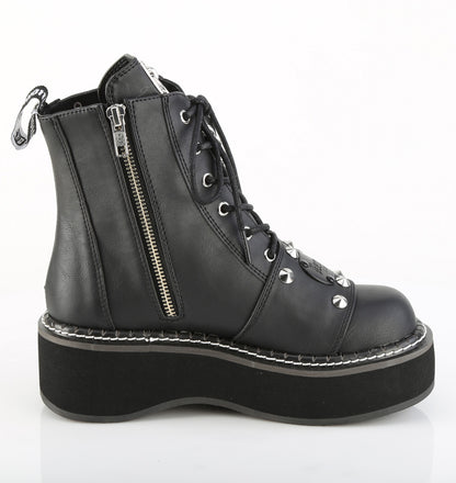 EMILY-57 2" Platform Lace-Up Ankle Boot, Outer Metal Zipper