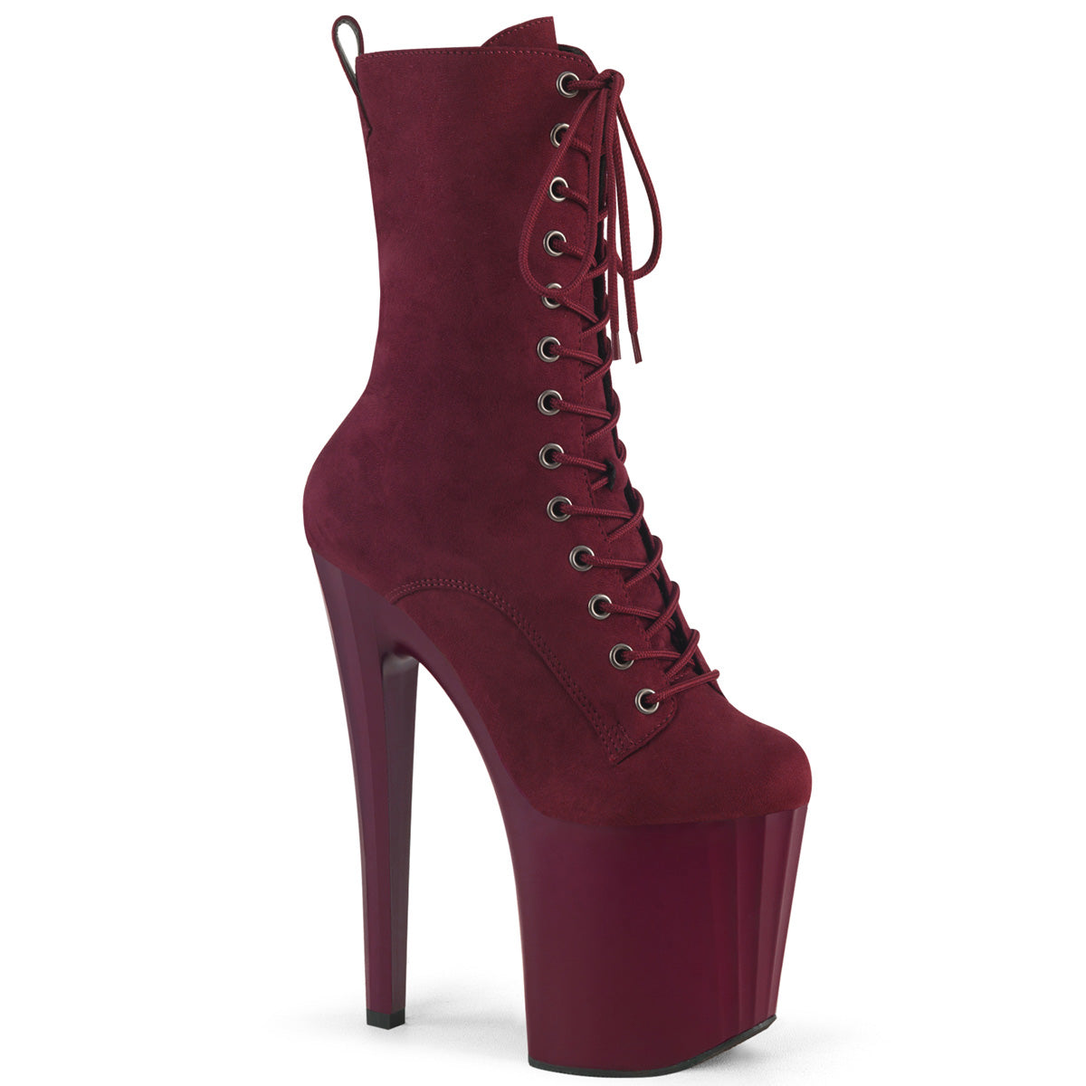 ENCHANT-1040 8" Heel, 3 3/4" PF Lace-Up Ankle Boot, Side Zip