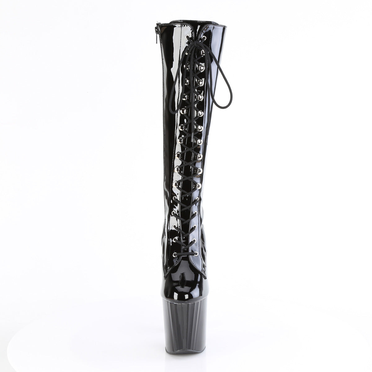 ENCHANT-2023 8" Heel, 3 3/4" PF Lace Up Knee High Boot, Side Zip