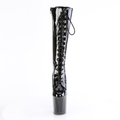 ENCHANT-2023 8" Heel, 3 3/4" PF Lace Up Knee High Boot, Side Zip