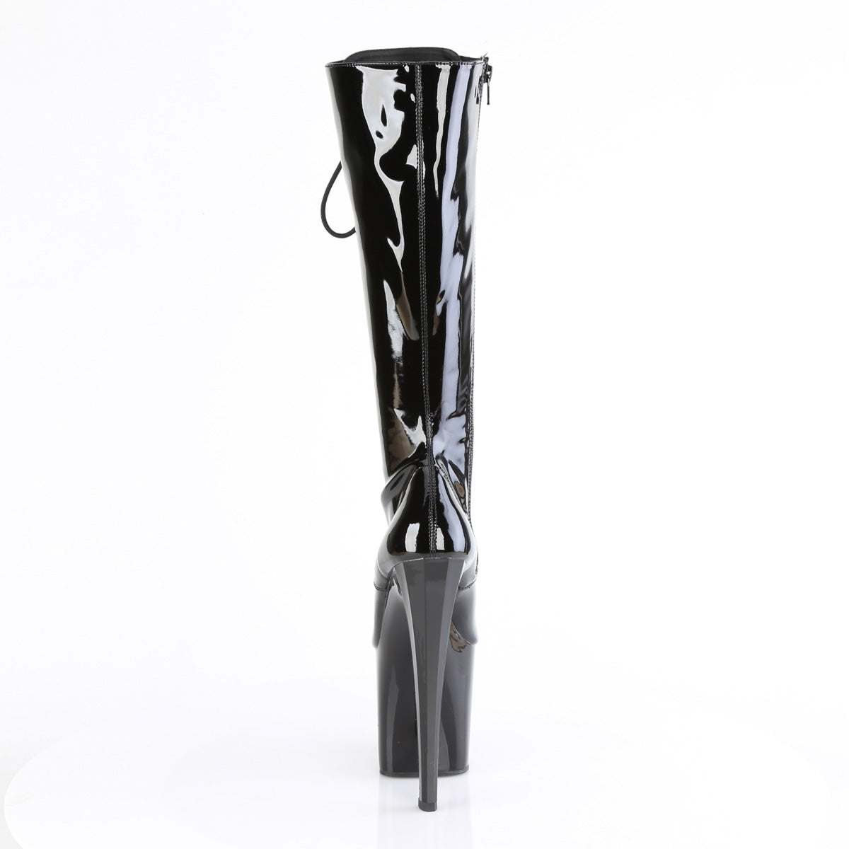 ENCHANT-2023 8" Heel, 3 3/4" PF Lace Up Knee High Boot, Side Zip