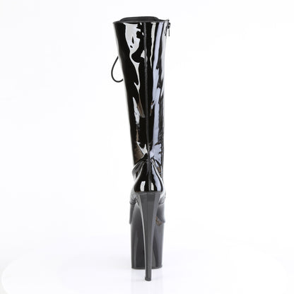 ENCHANT-2023 8" Heel, 3 3/4" PF Lace Up Knee High Boot, Side Zip