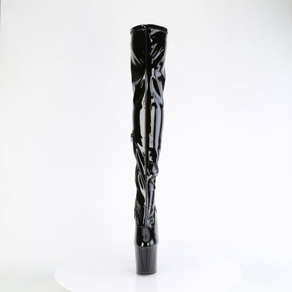 ENCHANT-3000 *8" Heel, 3 3/4" PF Stratch Thigh High Boot, Side Zip