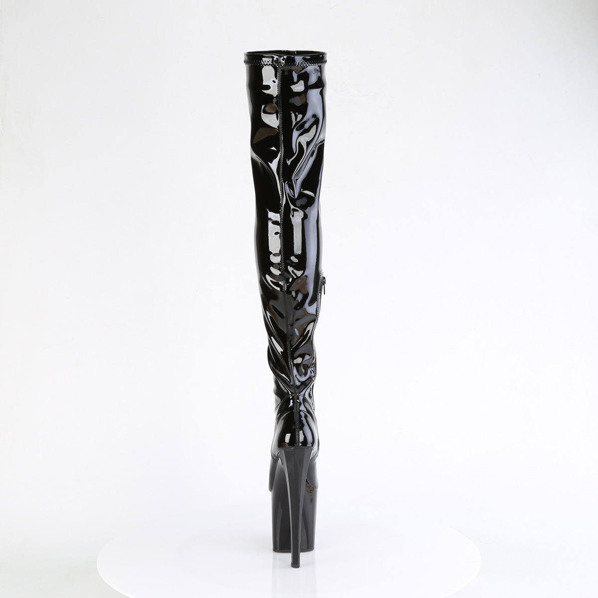 ENCHANT-3000 *8" Heel, 3 3/4" PF Stratch Thigh High Boot, Side Zip