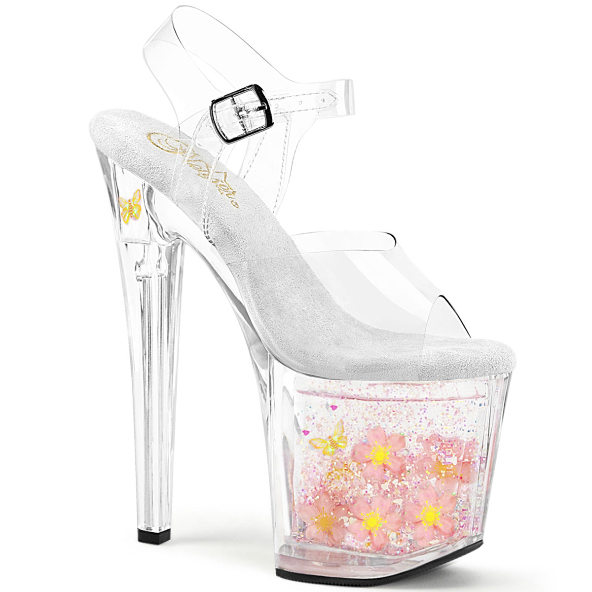 ENCHANT-708AQUA-01 8" Heel, 3 3/4" PF Ankle Strap Sandal