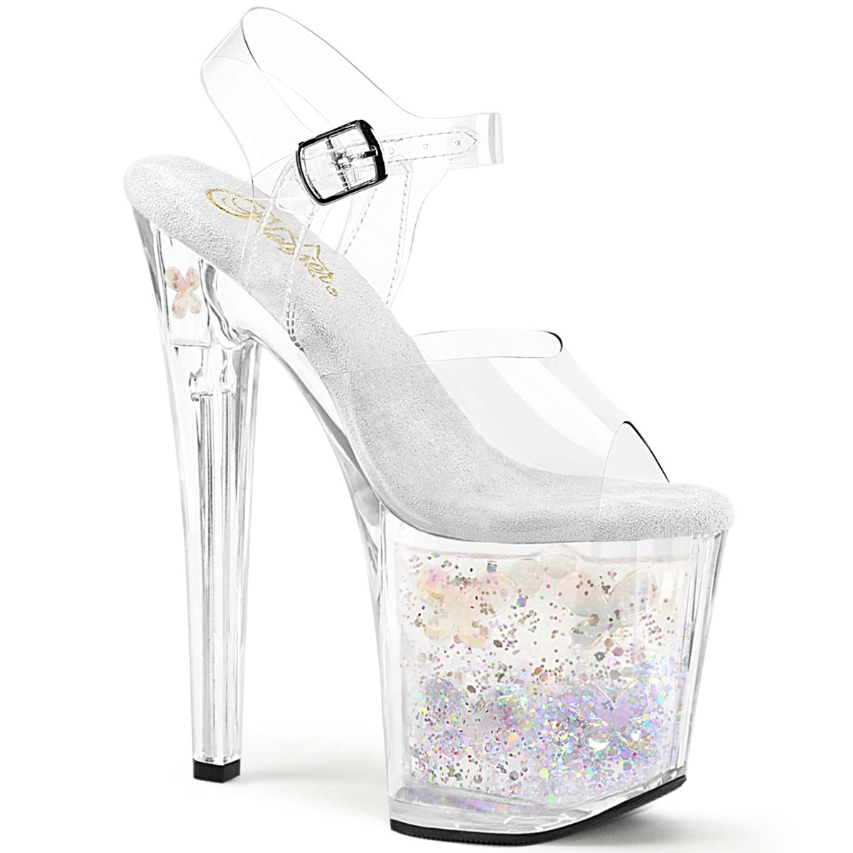 ENCHANT-708AQUA-02 8" Heel, 3 3/4" PF Ankle Strap Sandal