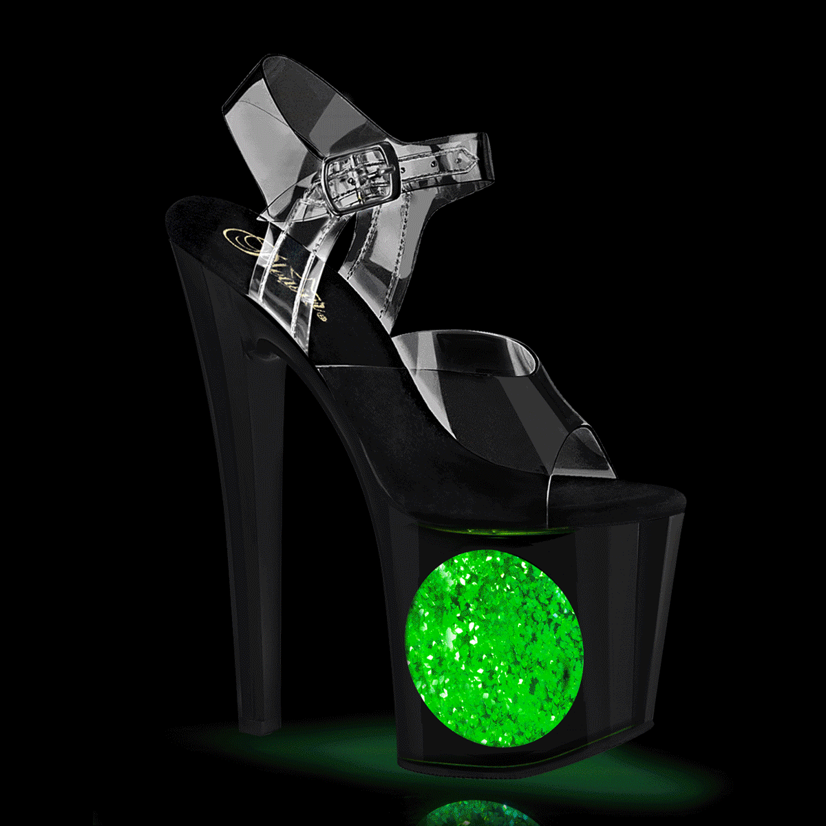 ENCHANT-708LT-CIRCLE *8" Heel, 3 3/4" PF LED Illuminated Ankle Strap Sandal