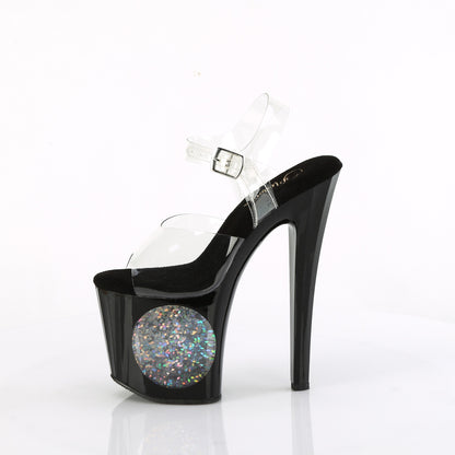 ENCHANT-708LT-CIRCLE *8" Heel, 3 3/4" PF LED Illuminated Ankle Strap Sandal