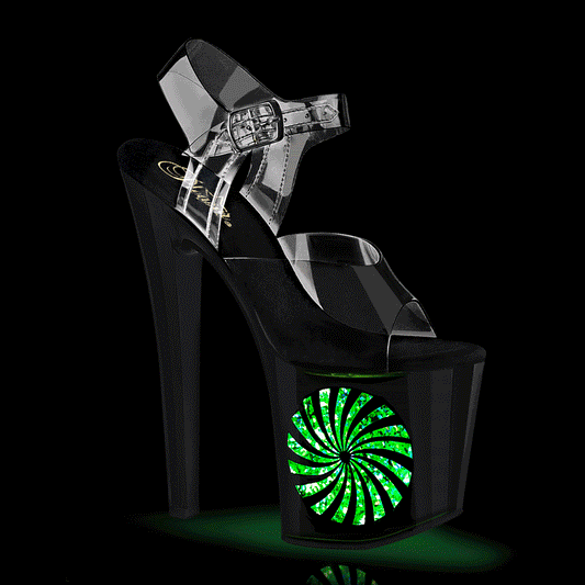 ENCHANT-708LT-PINWHE *8" Heel, 3 3/4" PF LED Illuminated Ankle Strap Sandal