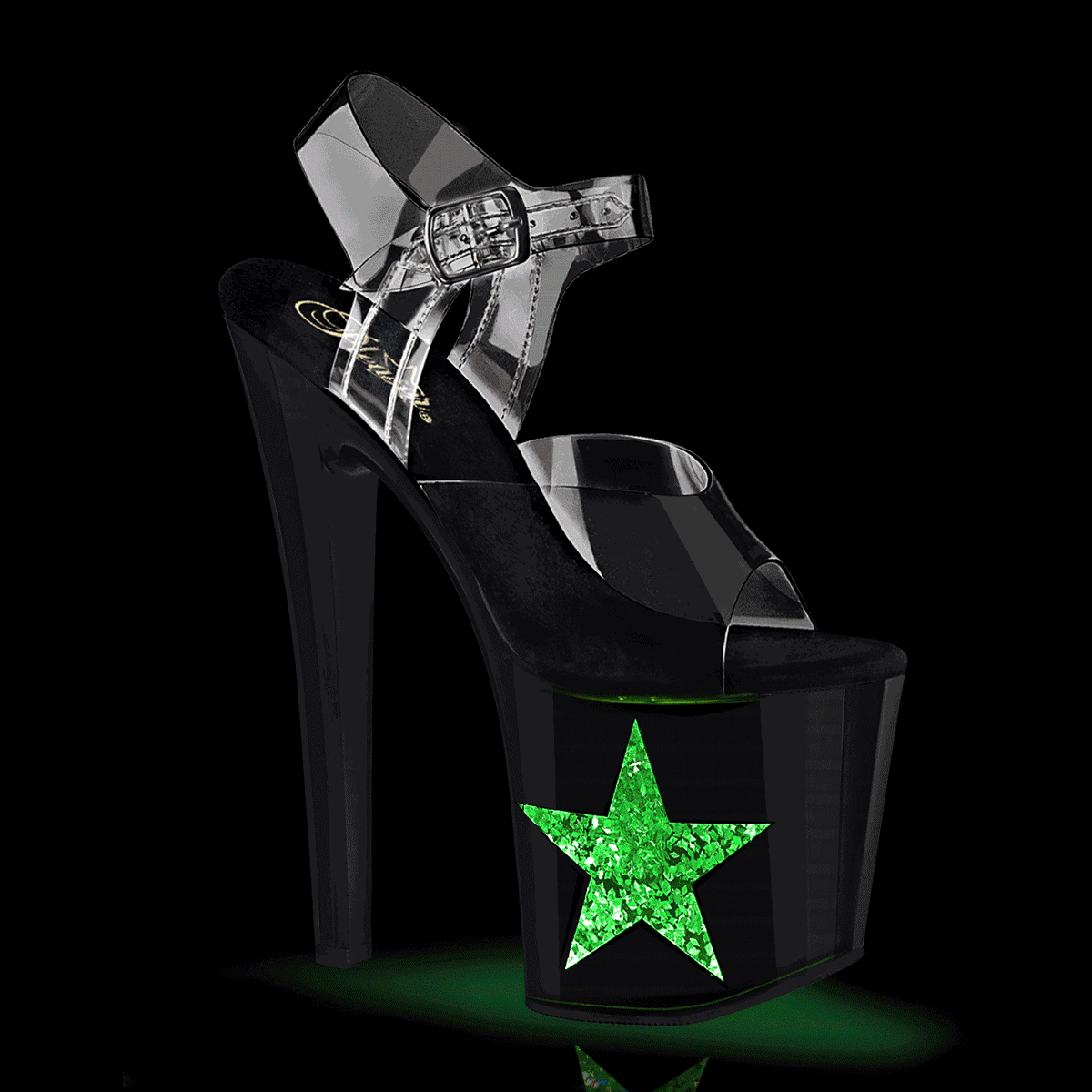 ENCHANT-708LT-STAR *8" Heel, 3 3/4" PF LED Illuminated Ankle Strap Sandal