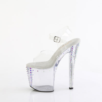 ENCHANT-708RS-02 8" Heel, 3 3/4" PF Rhinestone Studded Ankle Strap Sandal
