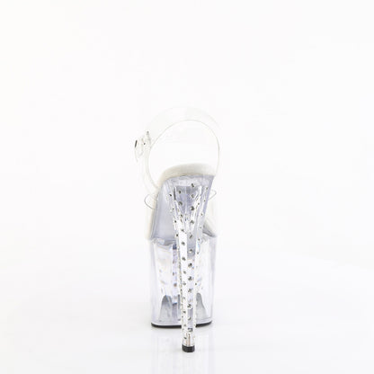 ENCHANT-708RS 8" Heel, 3 3/4" PF Ankle Strap Sandal w/RS on PF Bottom