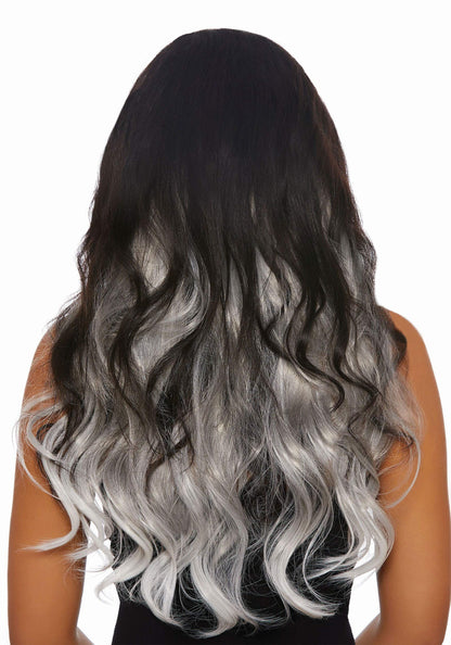 Dreamgirl Long Wavy Grey/White Ombre Hair Ext