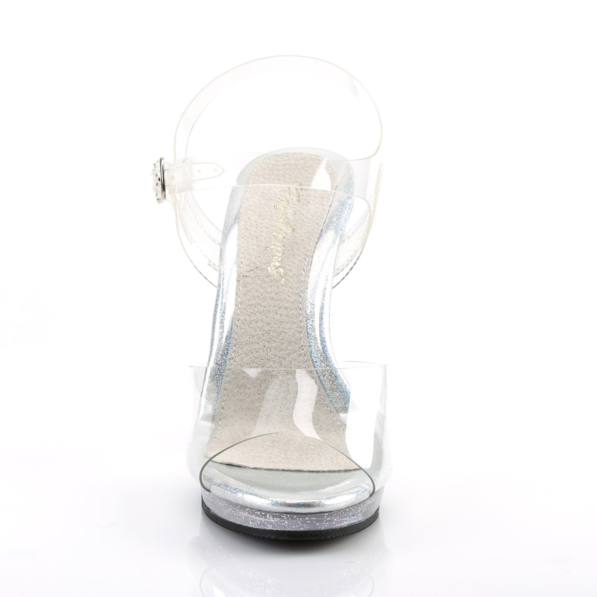 FLAIR-408MG 4 1/2" Heel, 1/2" PF Ankle Strap Sandal W/Mini Glitters