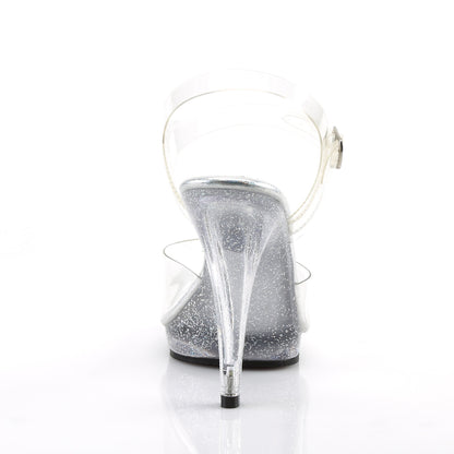 FLAIR-408MG 4 1/2" Heel, 1/2" PF Ankle Strap Sandal W/Mini Glitters