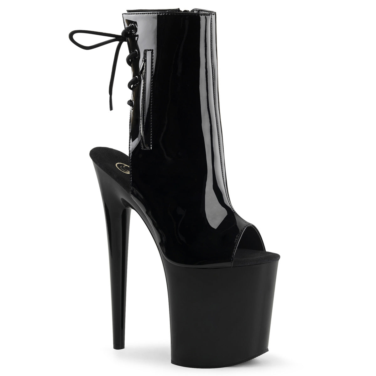 FLAMINGO-1018 8" Heel, 4" PF Open Toe/Heel Ankle Boot, Side Zip