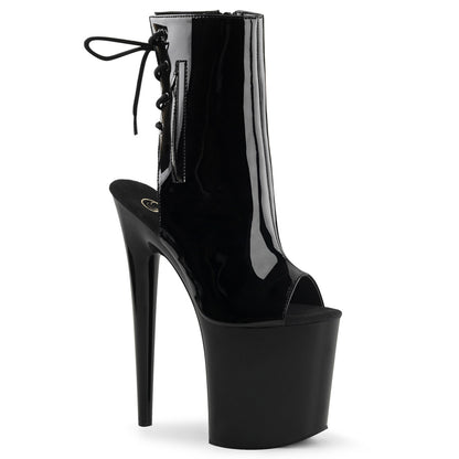 FLAMINGO-1018 8" Heel, 4" PF Open Toe/Heel Ankle Boot, Side Zip