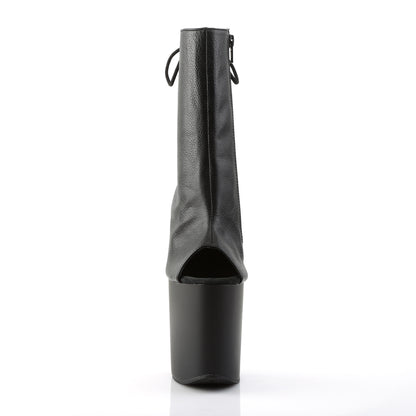 FLAMINGO-1018 8" Heel, 4" PF Open Toe/Heel Ankle Boot, Side Zip