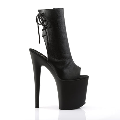 FLAMINGO-1018 *8" Heel, 4" PF Open Toe/Heel Ankle Boot, Side Zip