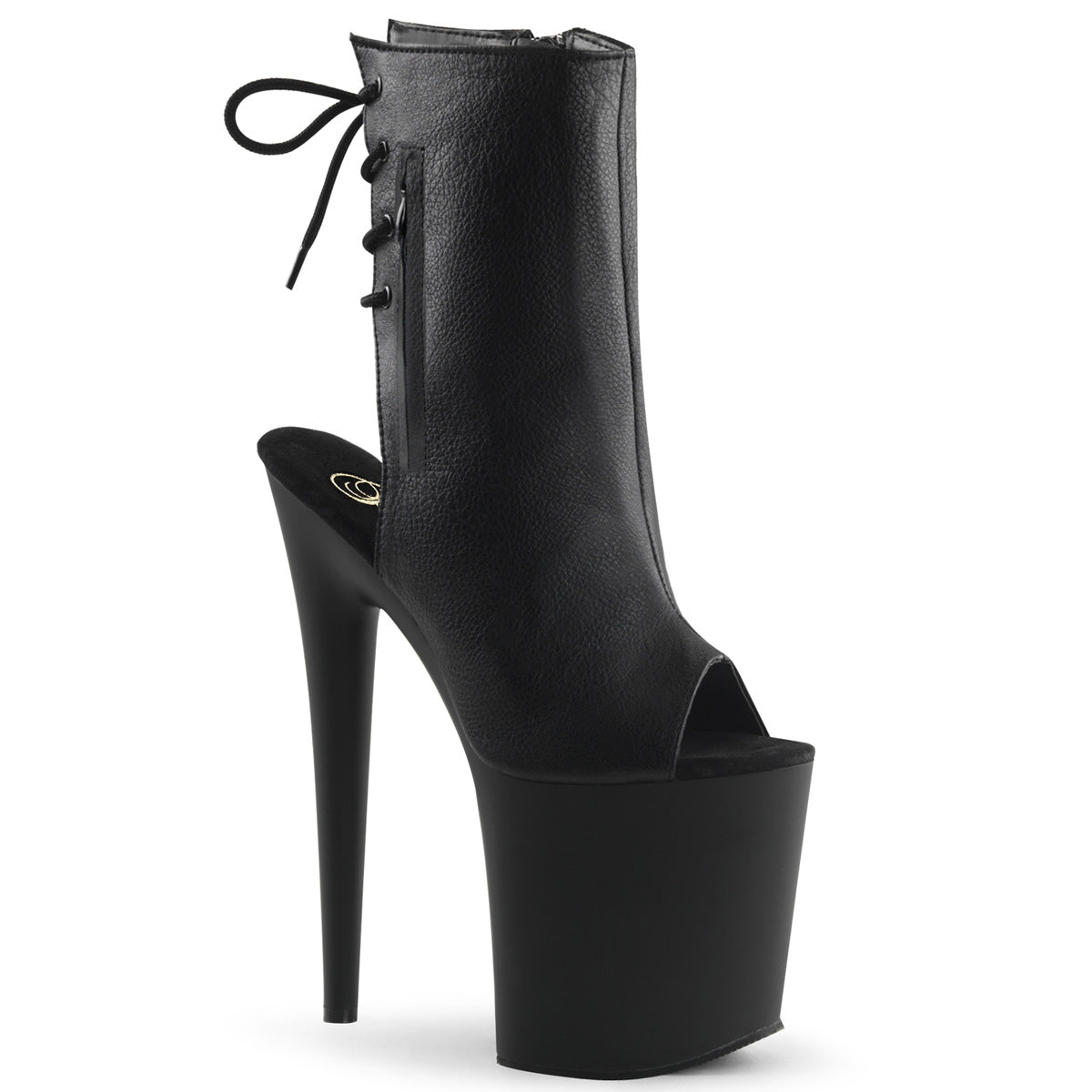 FLAMINGO-1018 8" Heel, 4" PF Open Toe/Heel Ankle Boot, Side Zip